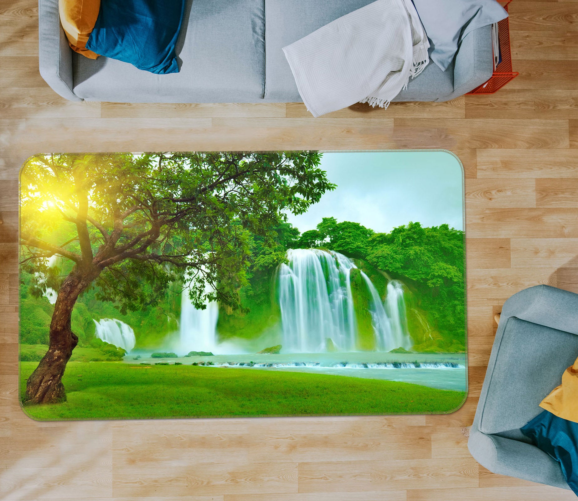 3D Tree Waterfall 65085 Non Slip Rug Mat