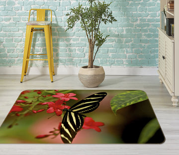 3D Zebra Longwing Butterfly 84086 Kathy Barefield Rug Non Slip Rug Mat