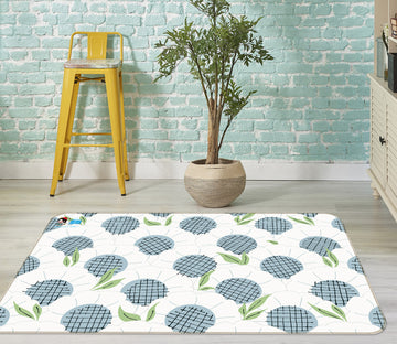 3D White Flowers 107118 Kashmira Jayaprakash Rug Non Slip Rug Mat