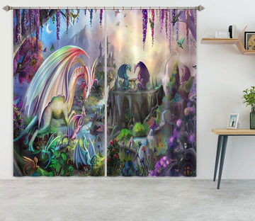 3D Valley Dragon 111 Rose Catherine Khan Curtain Curtains Drapes Curtains AJ Creativity Home 