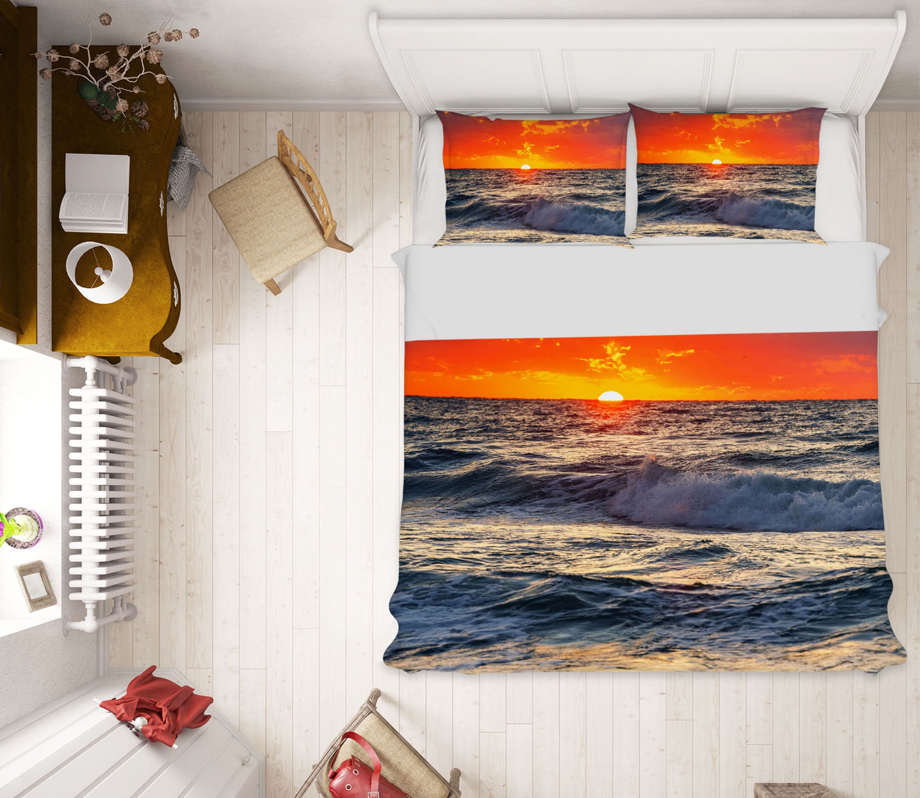 3D Sea Sun 16059 Bed Pillowcases Quilt