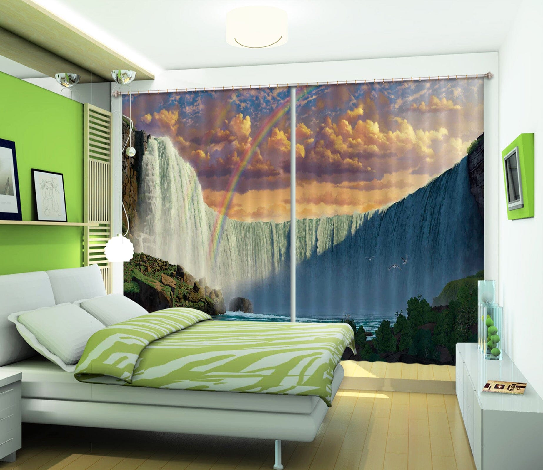 3D Niagara Falls 055 Vincent Hie Curtain Curtains Drapes Curtains AJ Creativity Home 