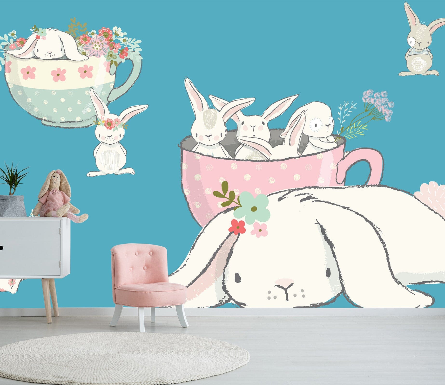 3D Cute Rabbit 2073 Wall Murals Wallpaper AJ Wallpaper 2 