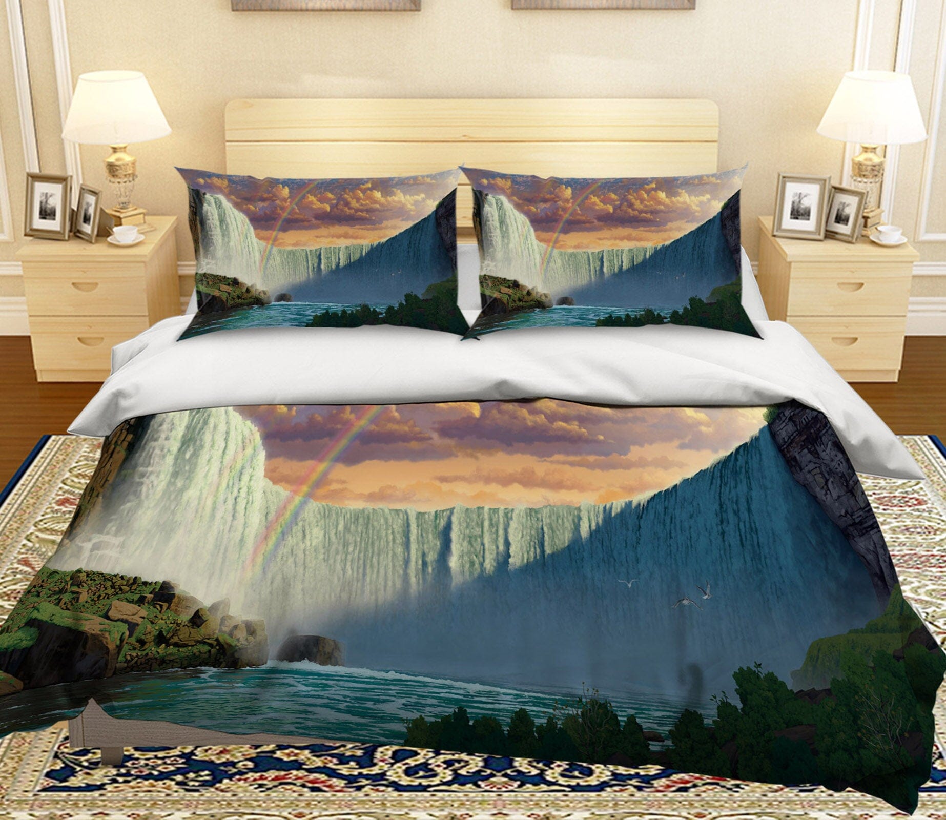 3D Niagara Falls 063 Bed Pillowcases Quilt Exclusive Designer Vincent Quiet Covers AJ Creativity Home 