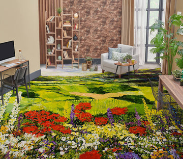 3D Field Meadow Red Flowers 9604 Allan P. Friedlander Floor Mural