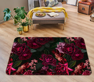 3D Purple Flowers 143 Uta Naumann Rug Non Slip Rug Mat