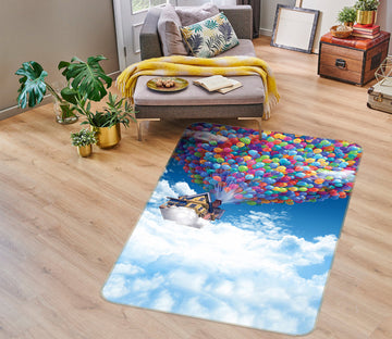 3D Sky Balloon Hut 76076 Non Slip Rug Mat