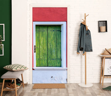 3D Green Wooden Windows 12228 Marco Carmassi Door Mural