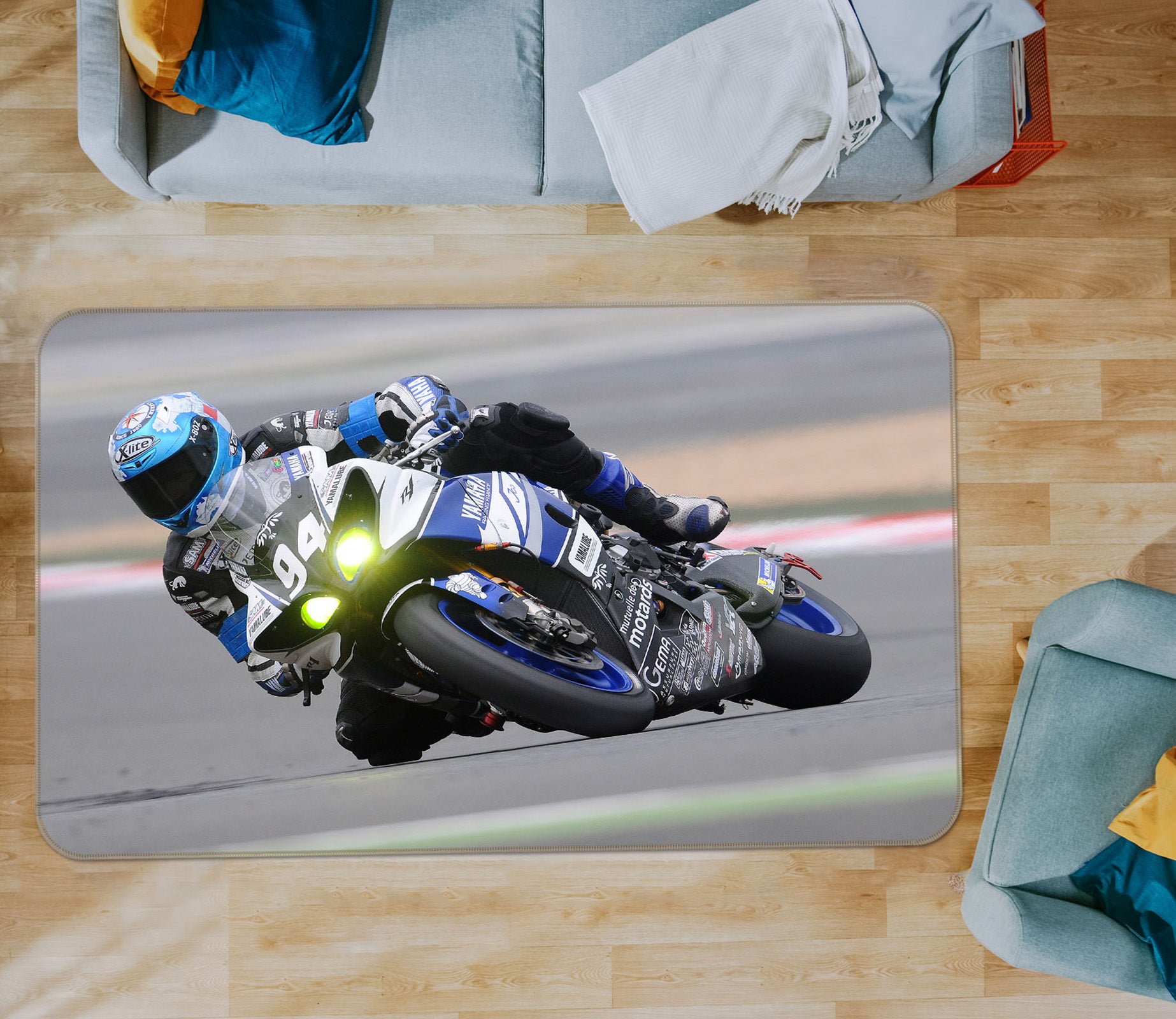 3D Motorcyclist  39010 Vehicle Non Slip Rug Mat