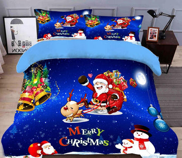 3D Santa Deer 45134 Christmas Quilt Duvet Cover Xmas Bed Pillowcases