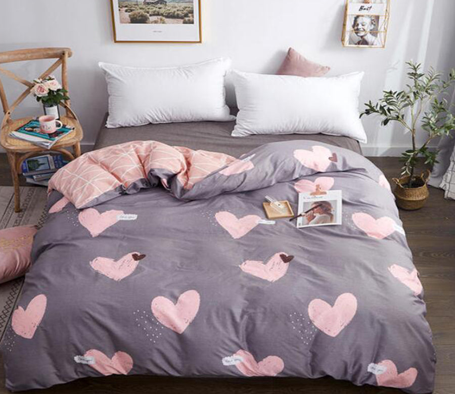 3D Brown Base Powder Love 3138 Bed Pillowcases Quilt