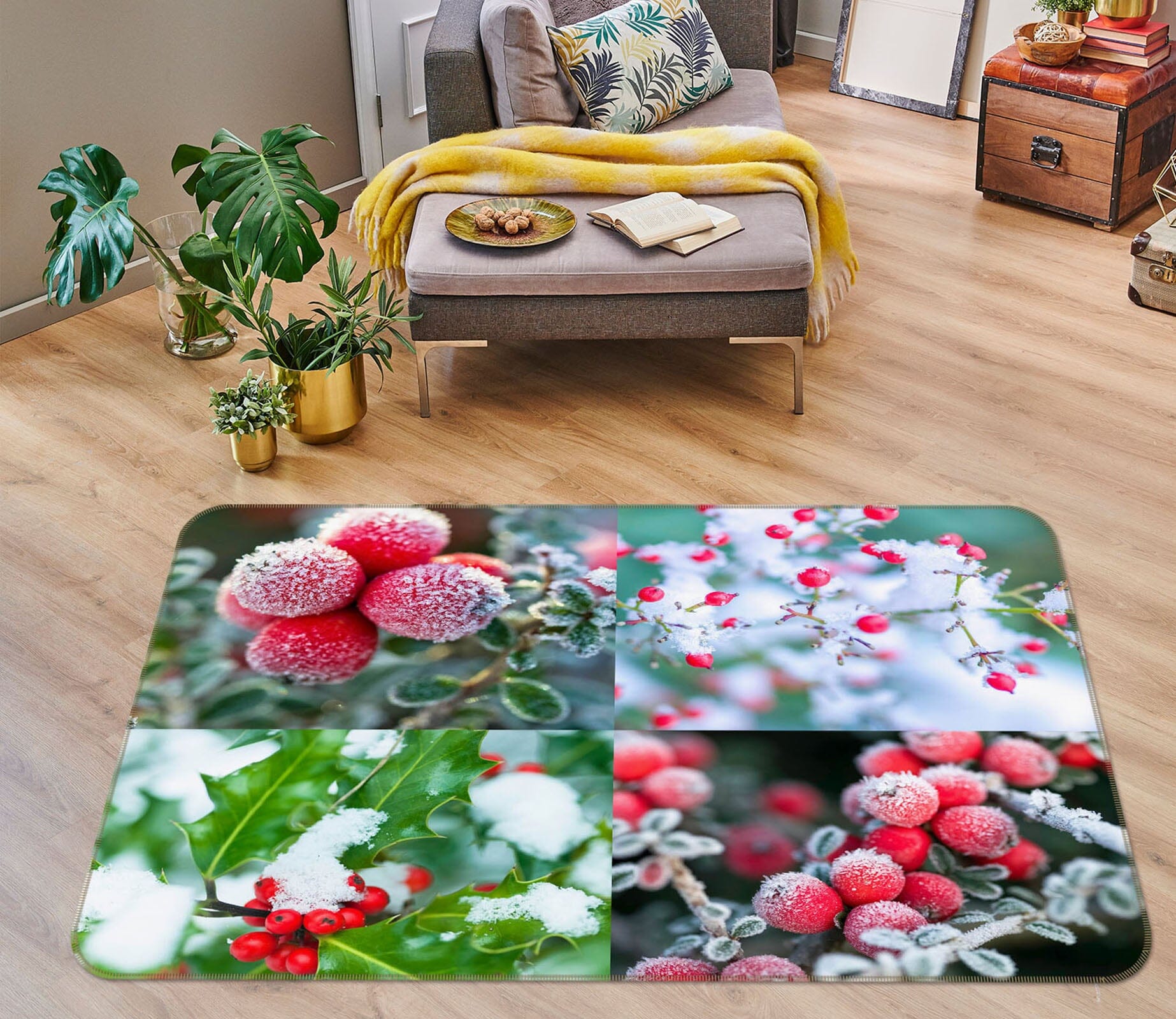 3D Snow Hawthorn 3035 Assaf Frank Rug Non Slip Rug Mat Mat AJ Creativity Home 
