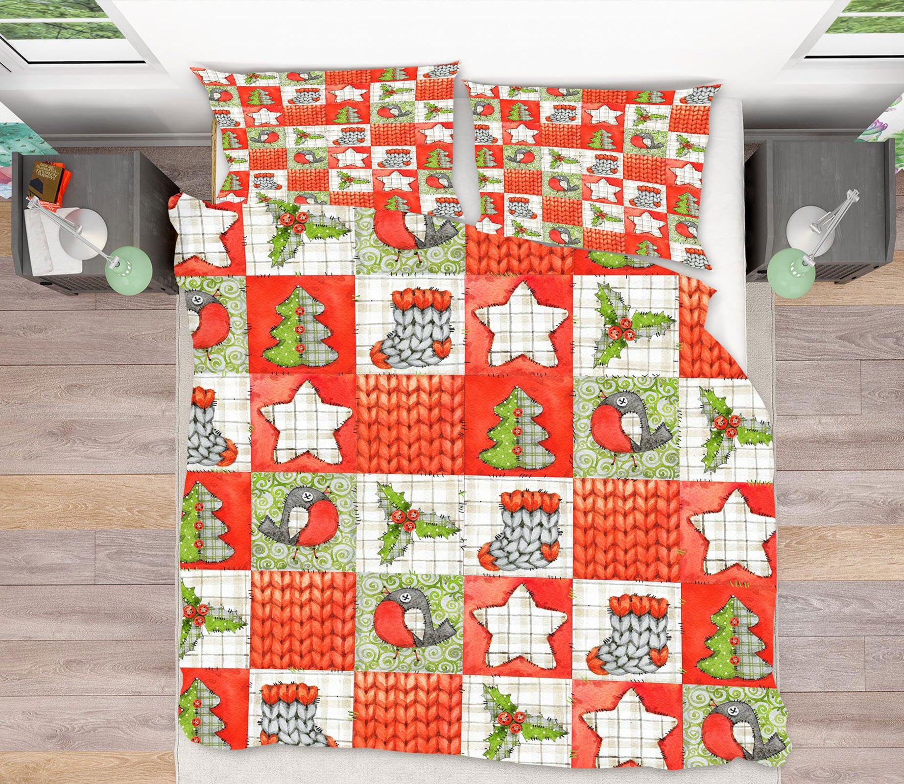 3D Tree Sock Cube 50034 Christmas Quilt Duvet Cover Xmas Bed Pillowcases