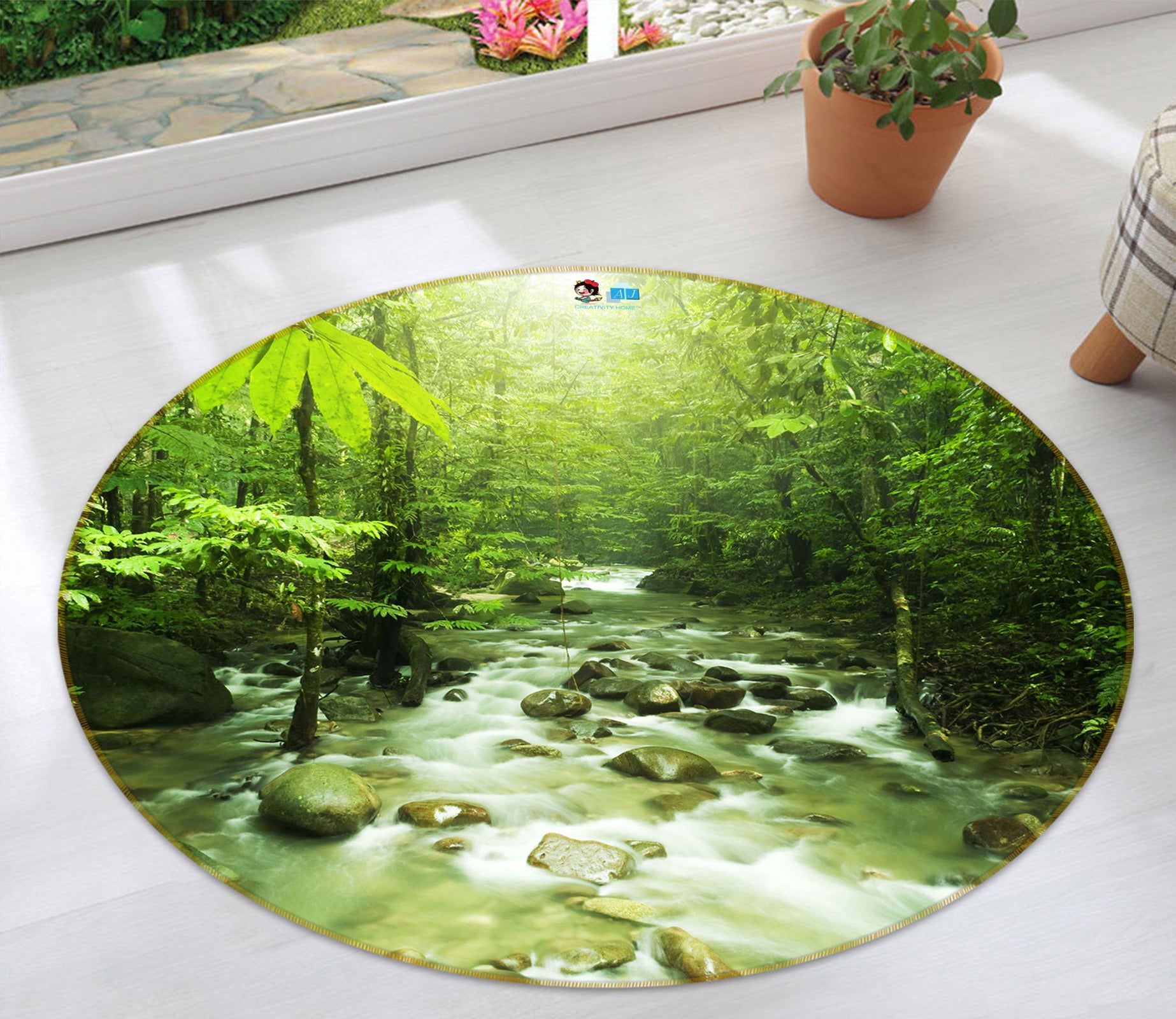 3D Wood Creek 72143 Round Non Slip Rug Mat