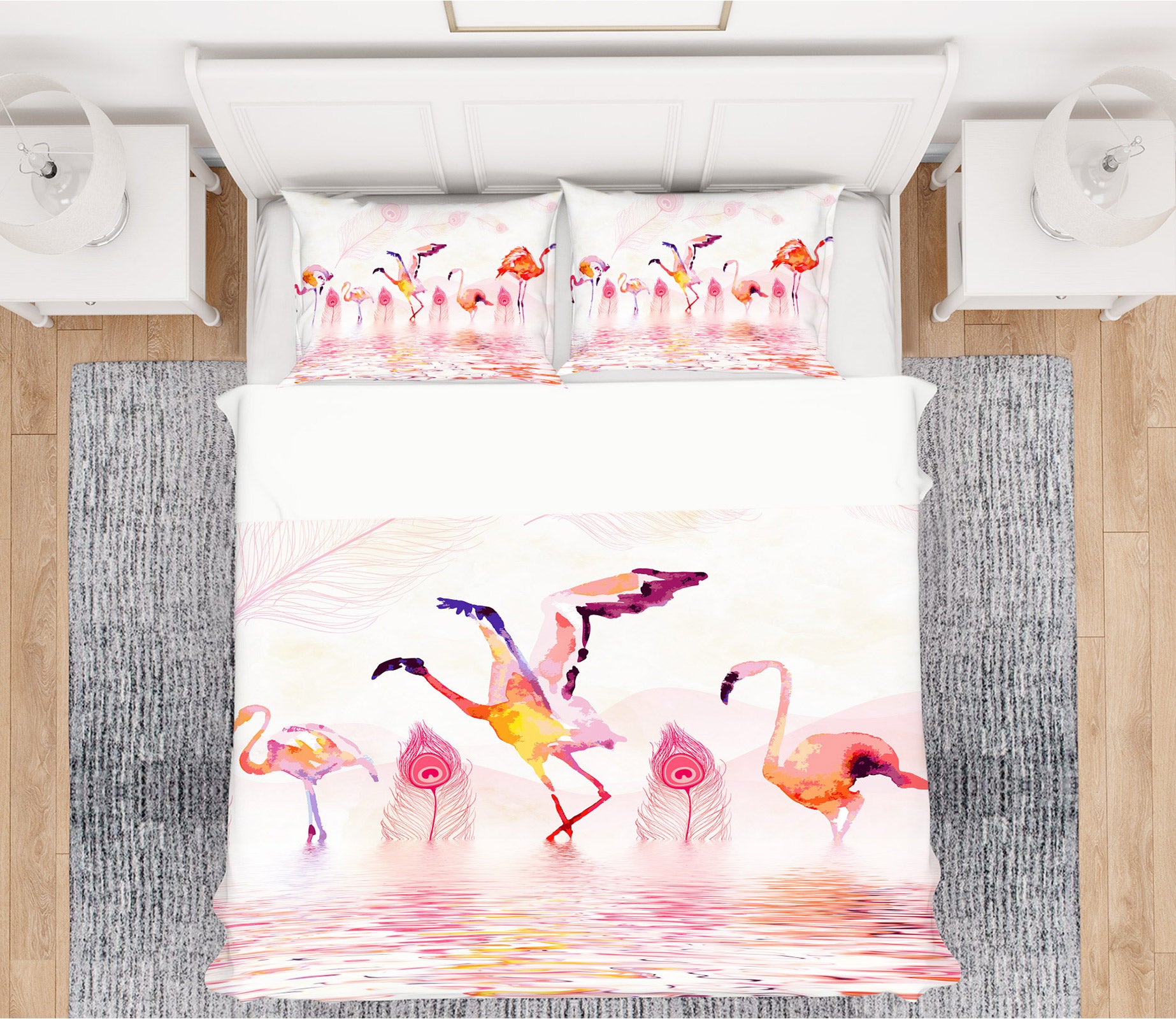 3D Flamingo 12106 Bed Pillowcases Quilt
