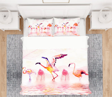 3D Flamingo 12106 Bed Pillowcases Quilt
