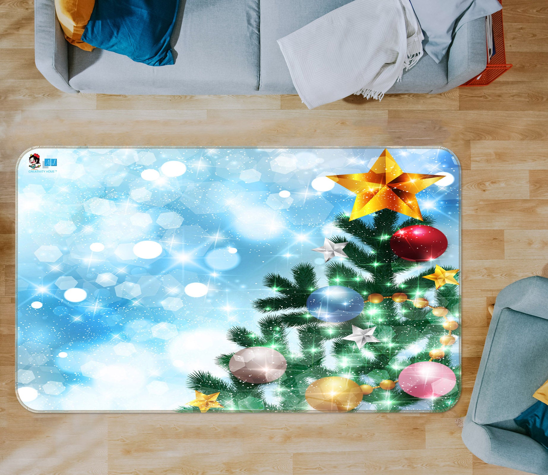 3D Tree 55072 Christmas Non Slip Rug Mat Xmas