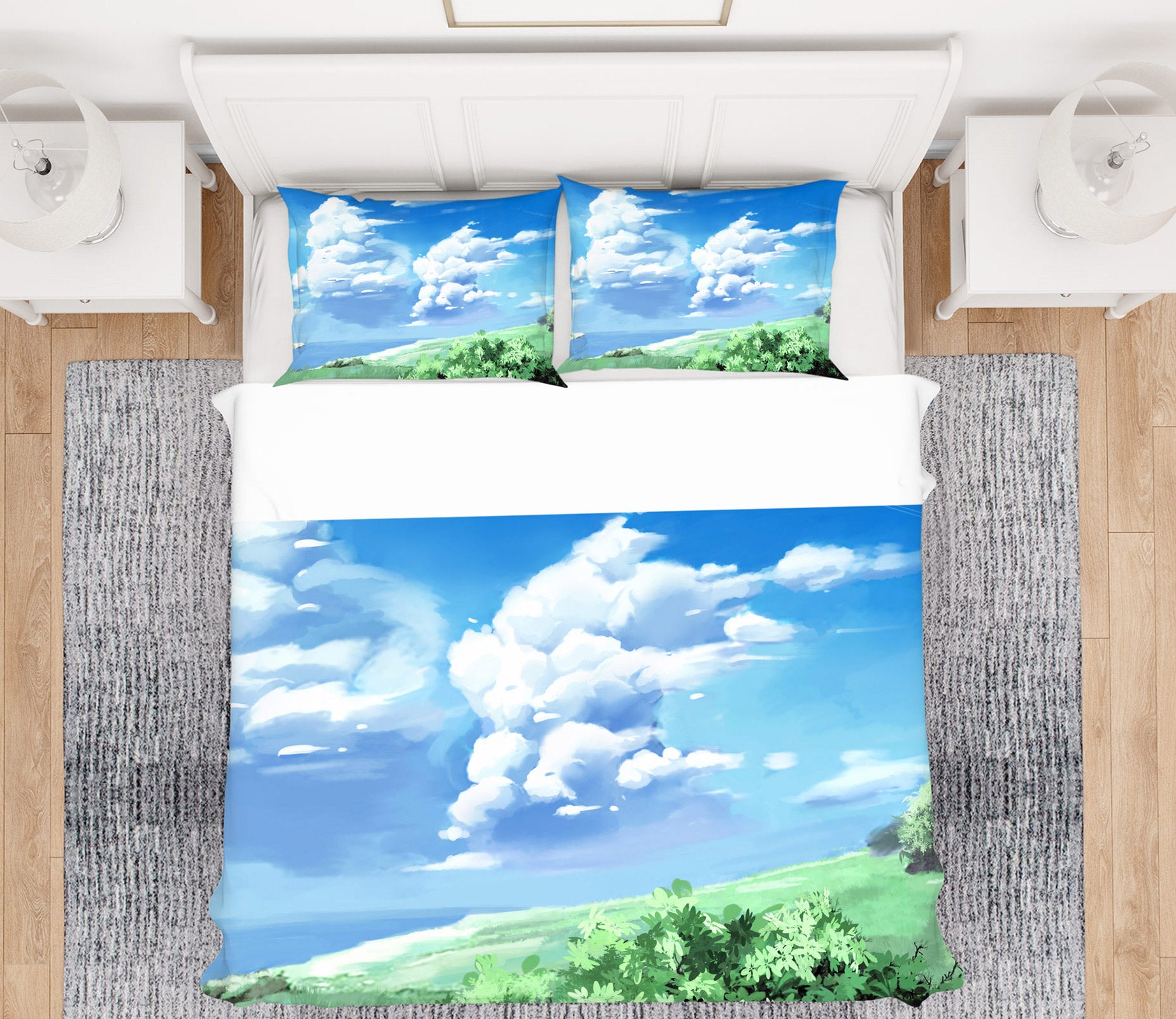 3D Blue Sky Grass 12012 Bed Pillowcases Quilt