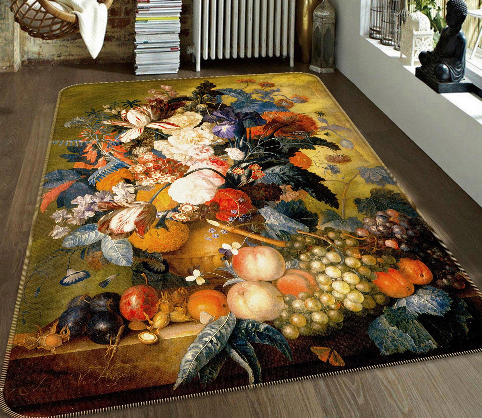3D Color Vase Flowers 76213 Non Slip Rug Mat