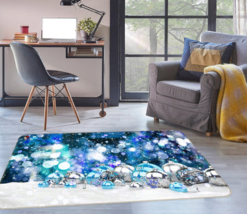 3D Blue Ball 54243 Christmas Non Slip Rug Mat Xmas