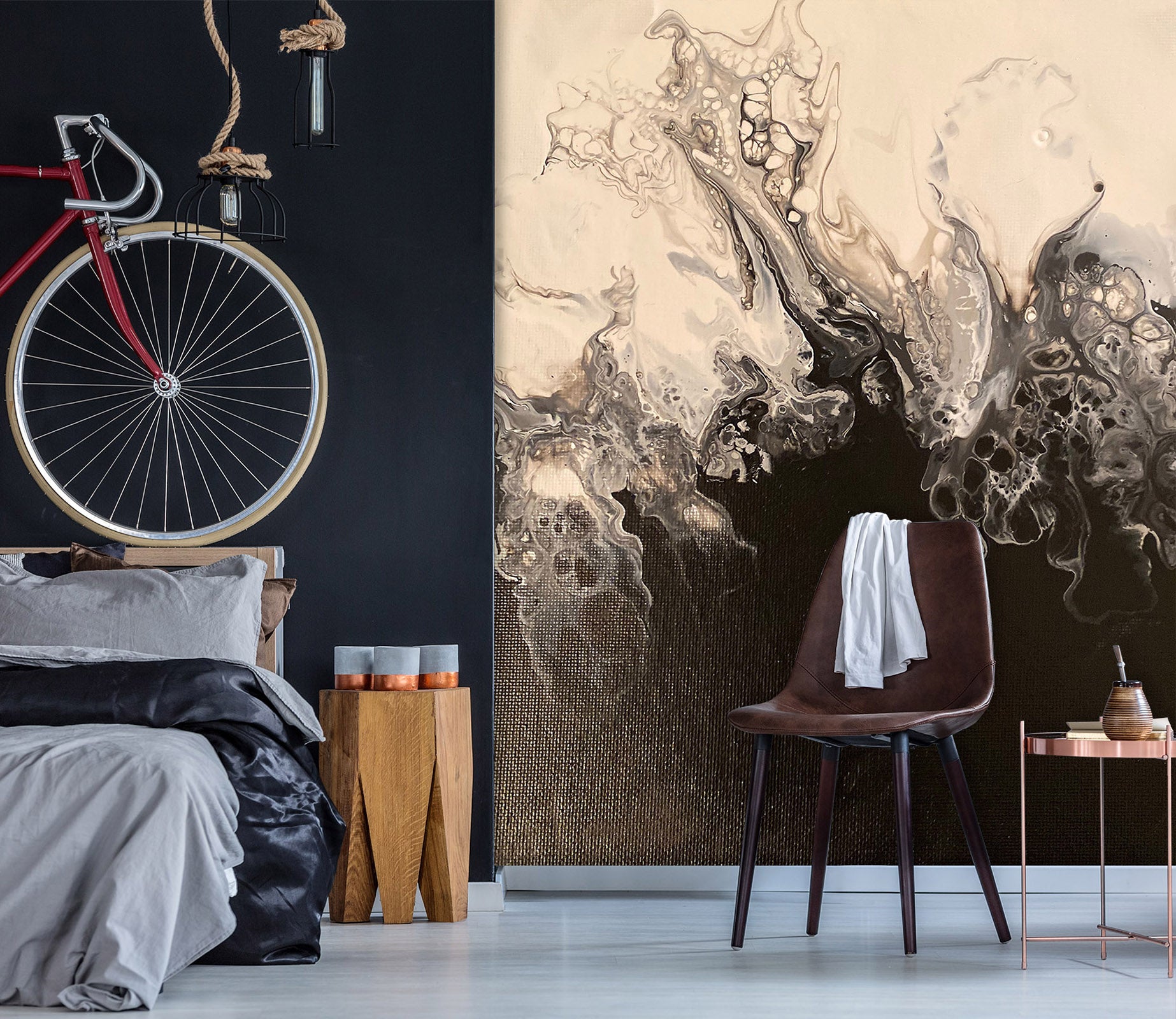 3D Black Light Brown Stitching Pattern 40033 Valerie Latrice Wall Mural Wall Murals