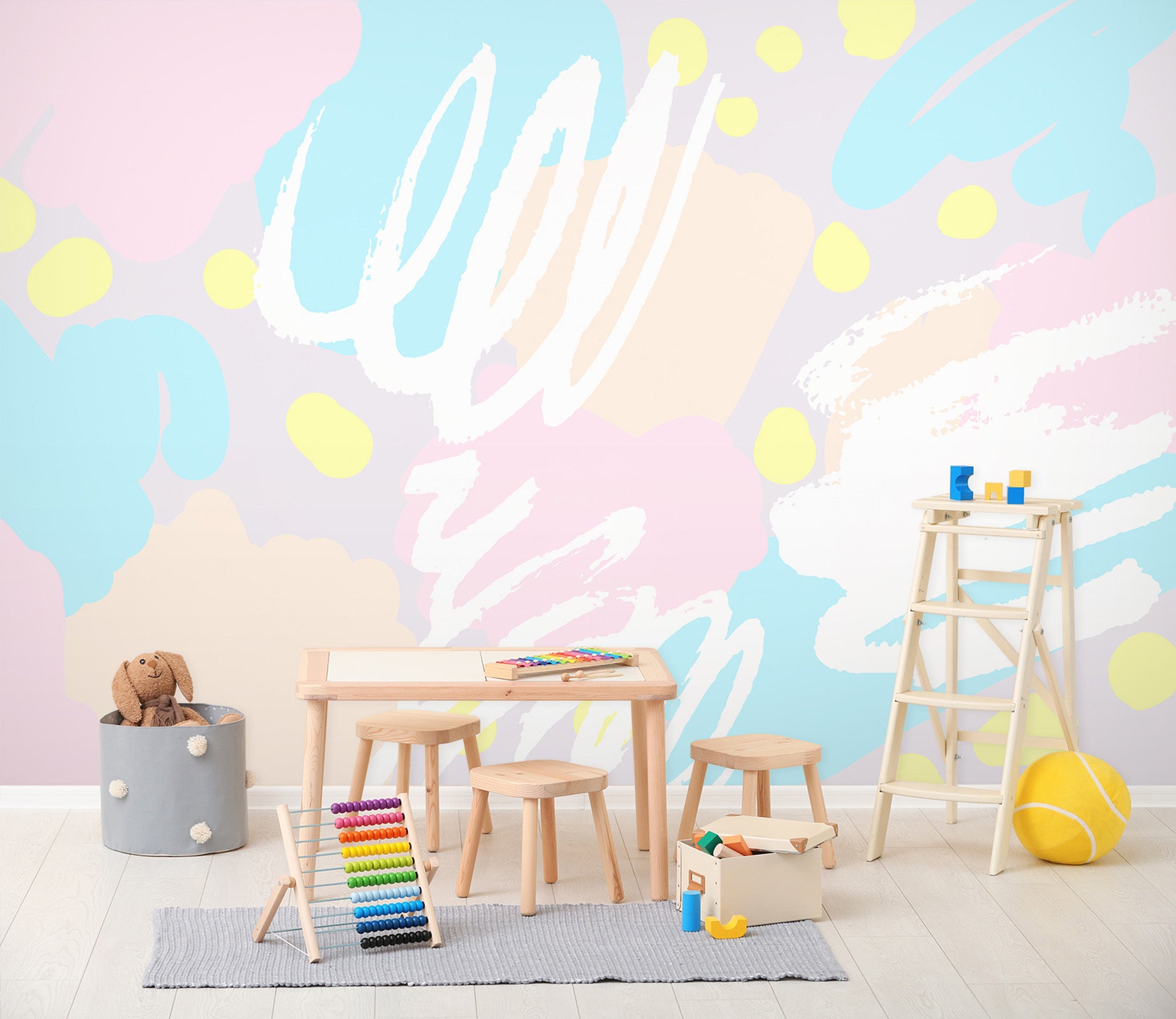 3D Light Pink Light Blue 58168 Wall Murals