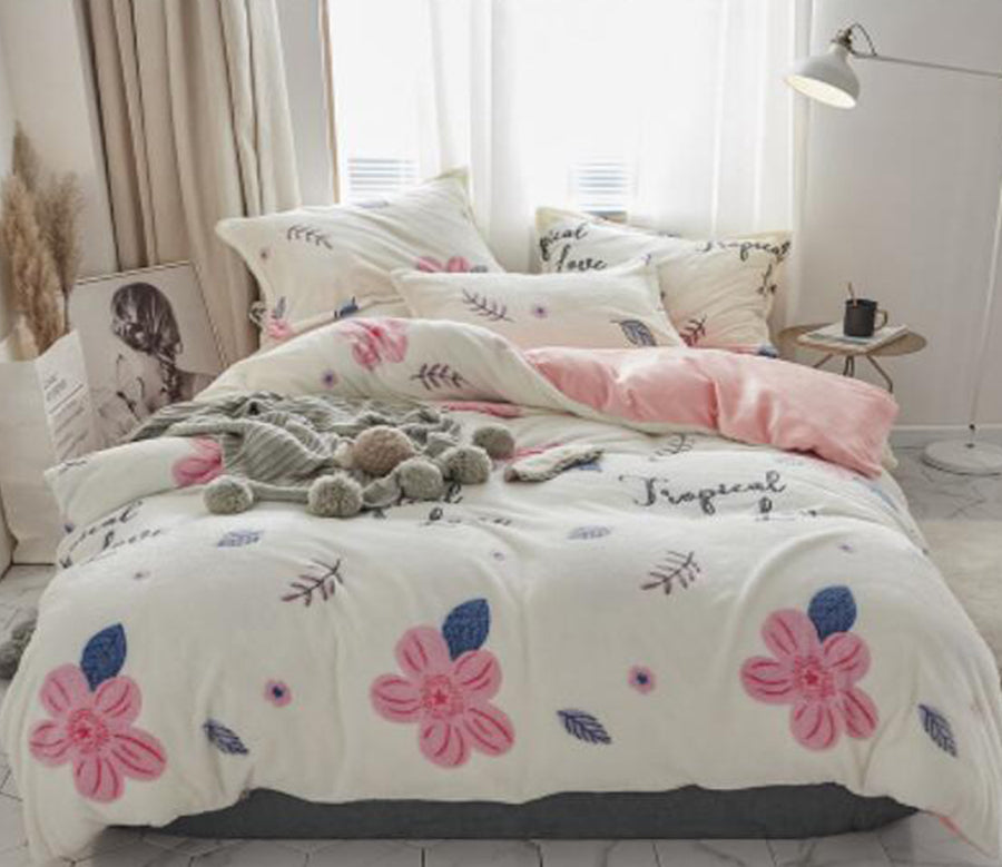 3D Pink Flowers 17041 Bed Pillowcases Quilt