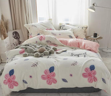 3D Pink Flowers 17041 Bed Pillowcases Quilt