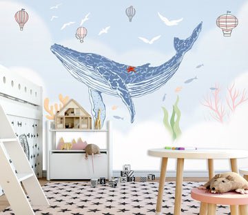 3D Blue Whale 1441 Wall Murals Wallpaper AJ Wallpaper 2 