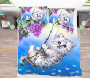 3D Grape Cat 5862 Kayomi Harai Bedding Bed Pillowcases Quilt Cover Duvet Cover