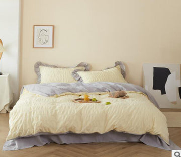 3D Creamy-White 50122 Bed Pillowcases Quilt