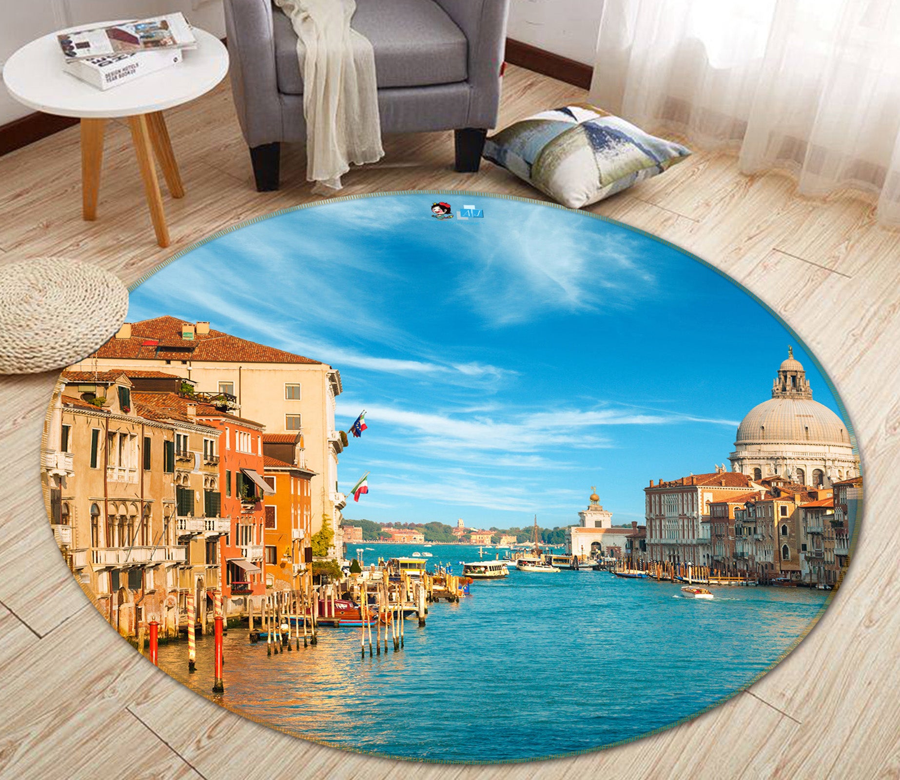 3D Floating House 81141 Round Non Slip Rug Mat