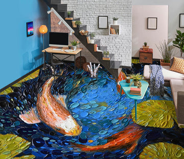 3D Goldfish Leaves 102155 Dena Tollefson Floor Mural