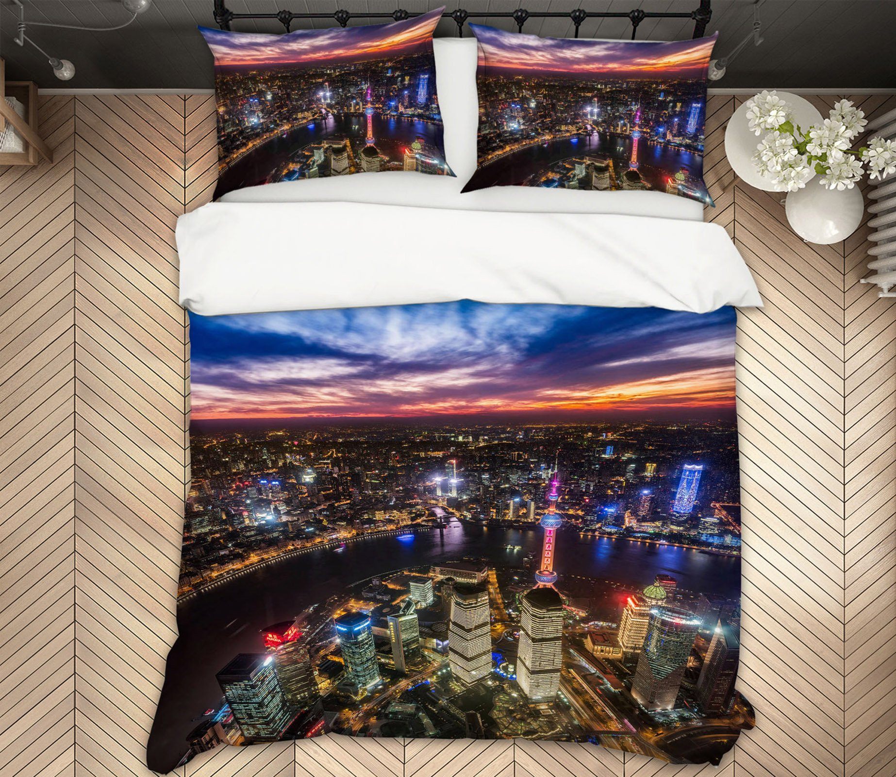 3D Aerial Night Scene 2146 Marco Carmassi Bedding Bed Pillowcases Quilt Quiet Covers AJ Creativity Home 