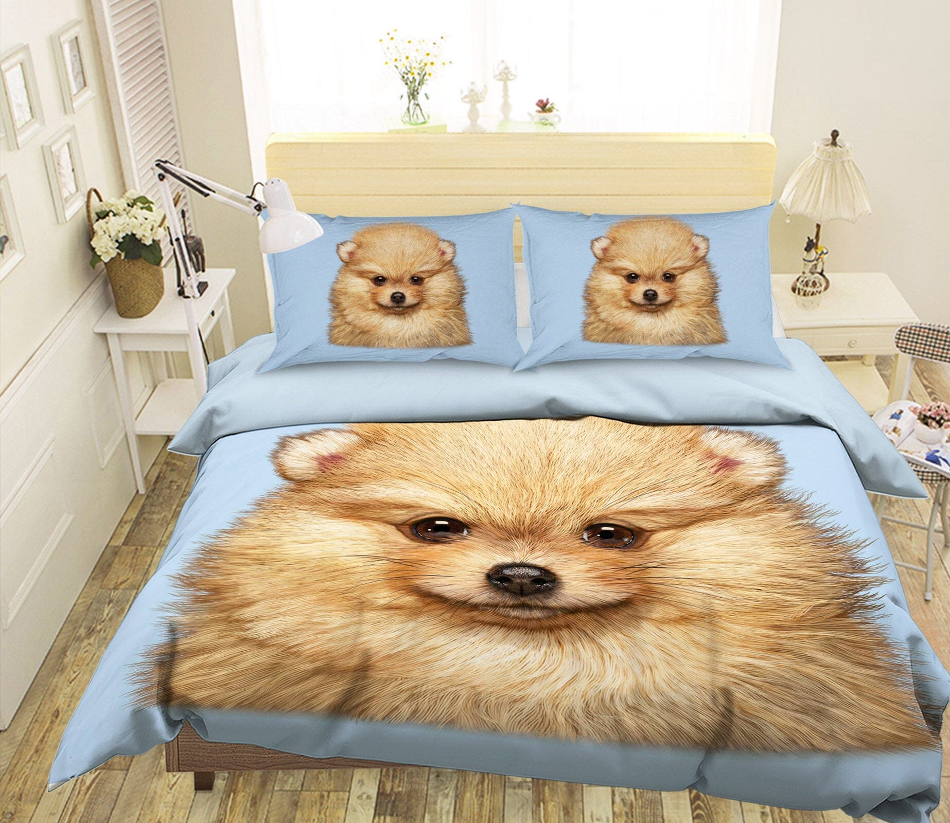 3D Pomeranian Puppy 070 Bed Pillowcases Quilt Exclusive Designer Vincent Quiet Covers AJ Creativity Home 