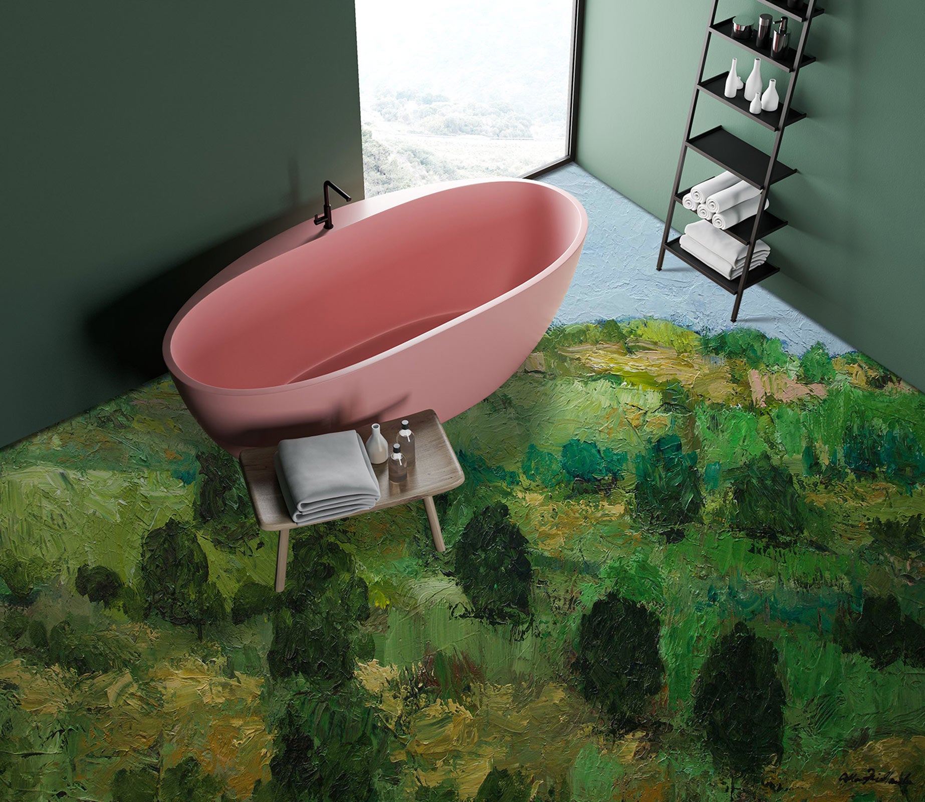 3D Grassland Trees Pattern 9637 Allan P. Friedlander Floor Mural