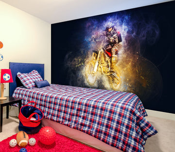 3D Motorbike Fire 121 Vehicle Wall Murals