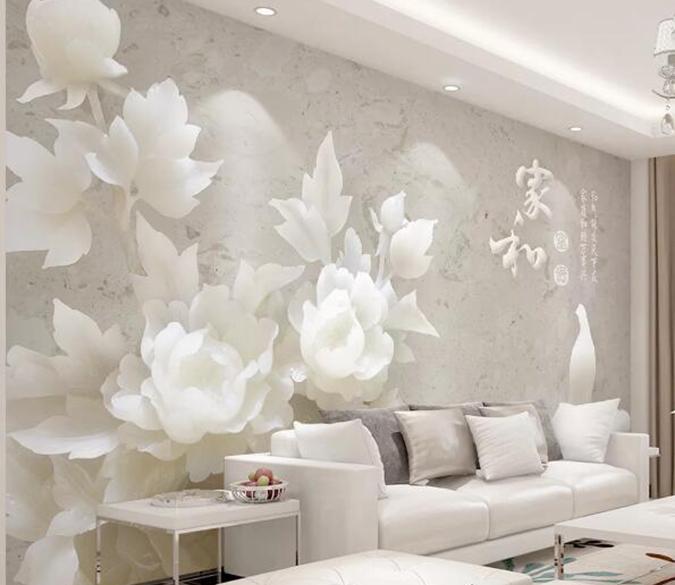 3D White Flowers 1148 Wall Murals Wallpaper AJ Wallpaper 2 
