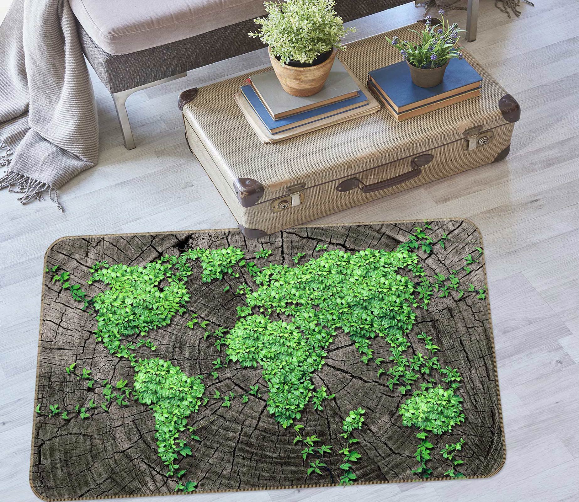 3D Leaf Map 77006 Non Slip Rug Mat