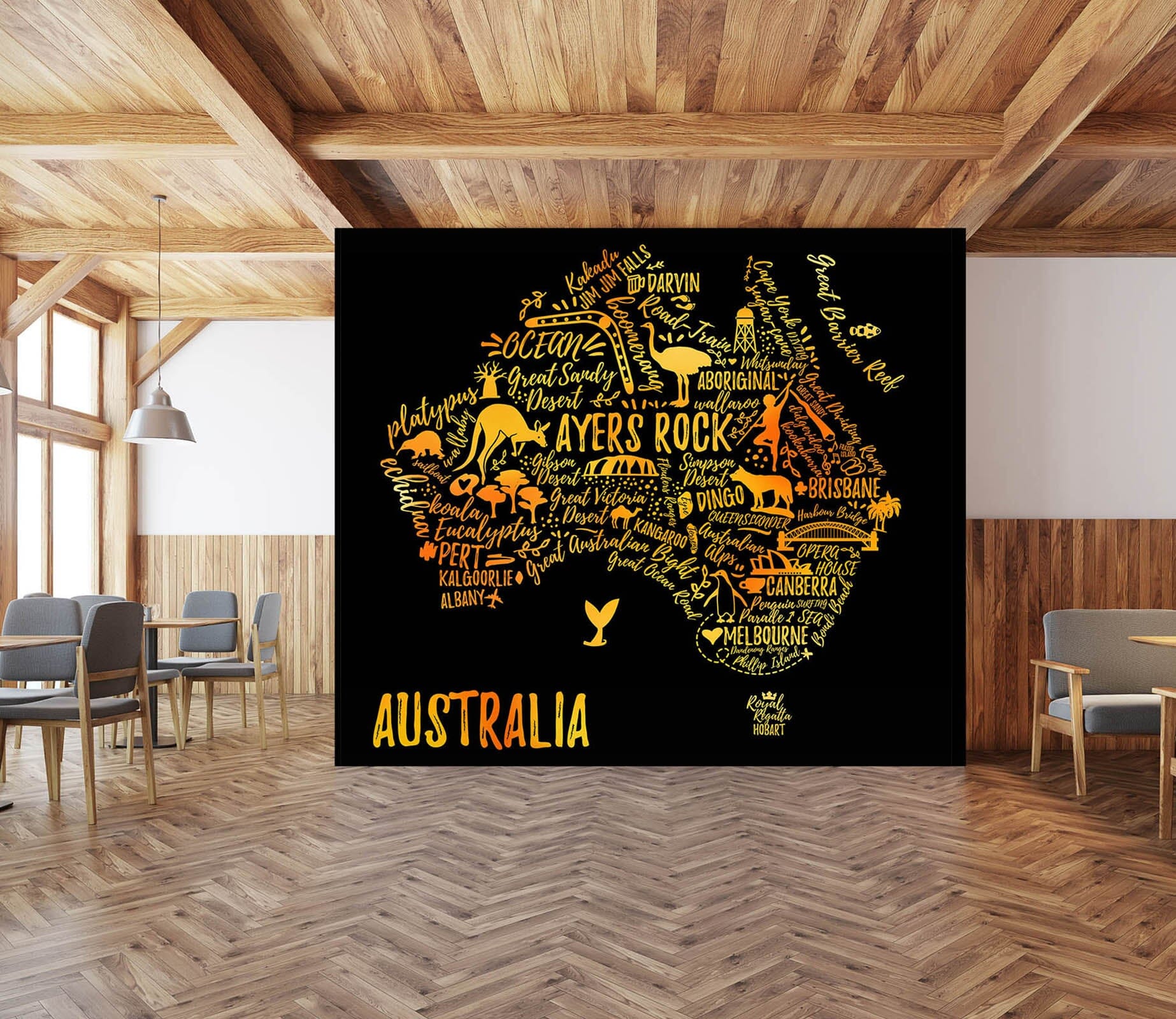3D Golden Kangaroo 2064 World Map Wall Murals Wallpaper AJ Wallpaper 2 
