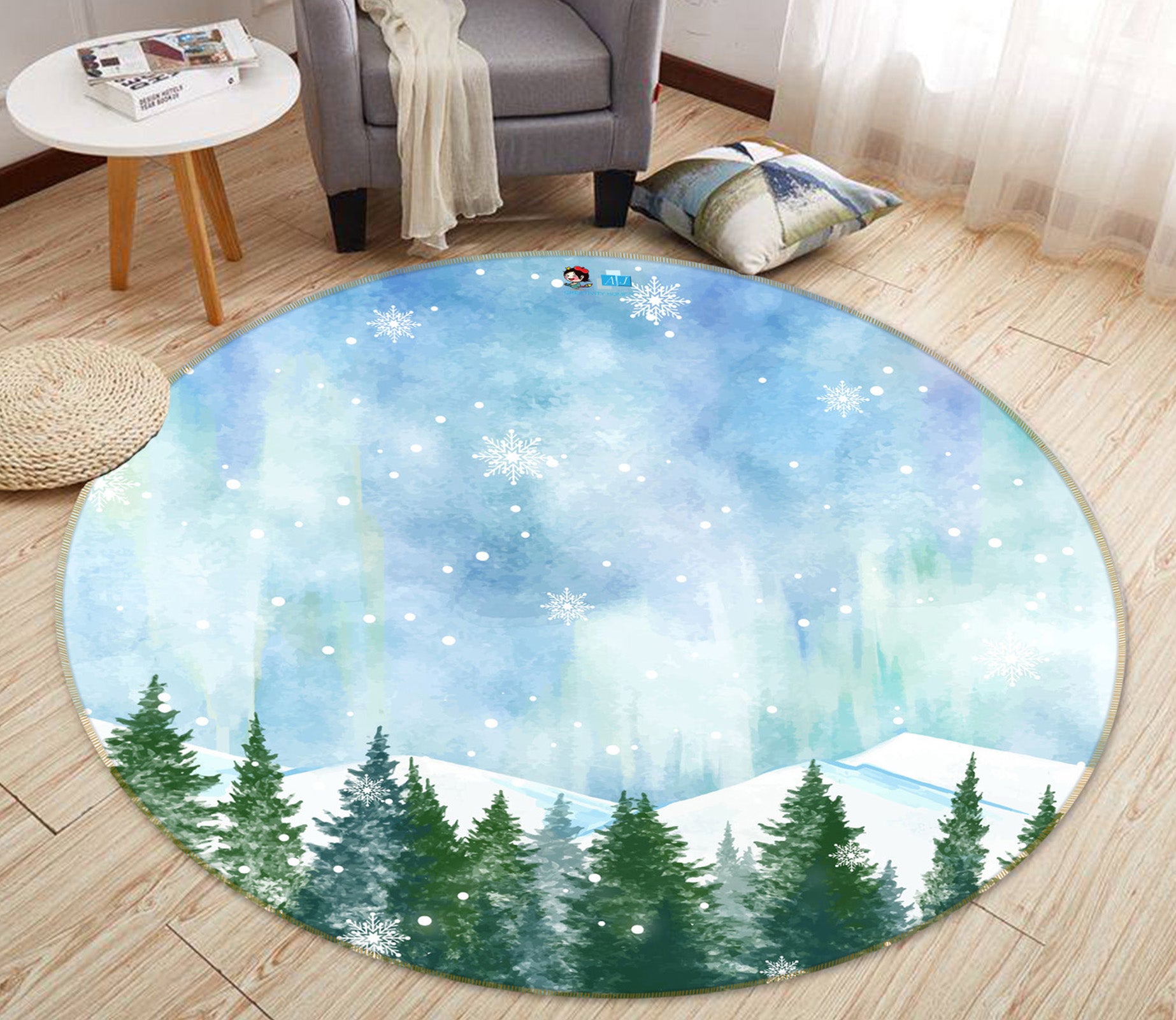 3D Sky Forest 71278 Round Non Slip Rug Mat