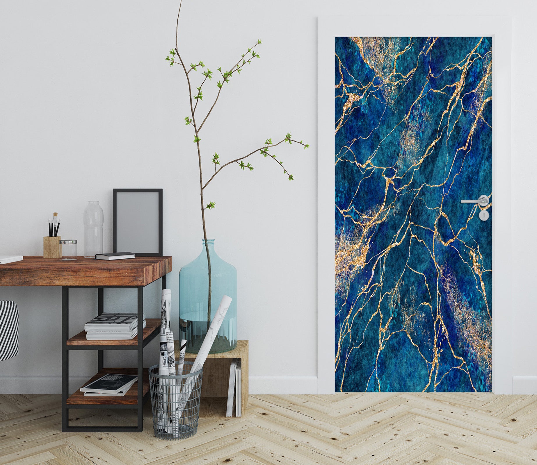 3D Blue Texture 25181 Door Mural