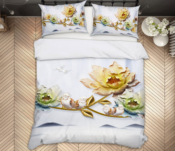 3D Embossed Flowers 13024 Bed Pillowcases Quilt