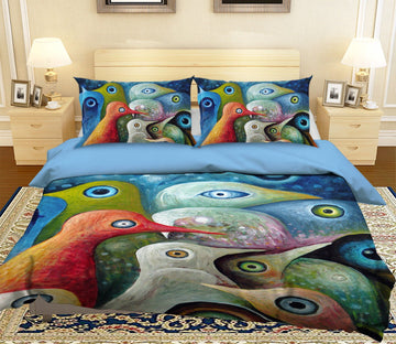 3D Colored Wood Bird 088 Bed Pillowcases Quilt Wallpaper AJ Wallpaper 