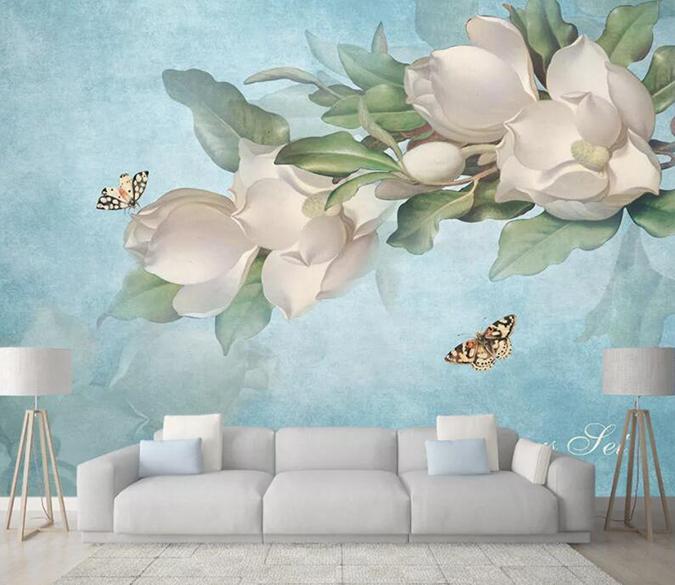 3D Flower Butterfly 009 Wall Murals Wallpaper AJ Wallpaper 2 