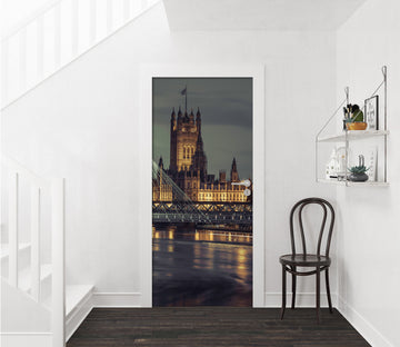 3D Night River Building 10723 Assaf Frank Door Mural