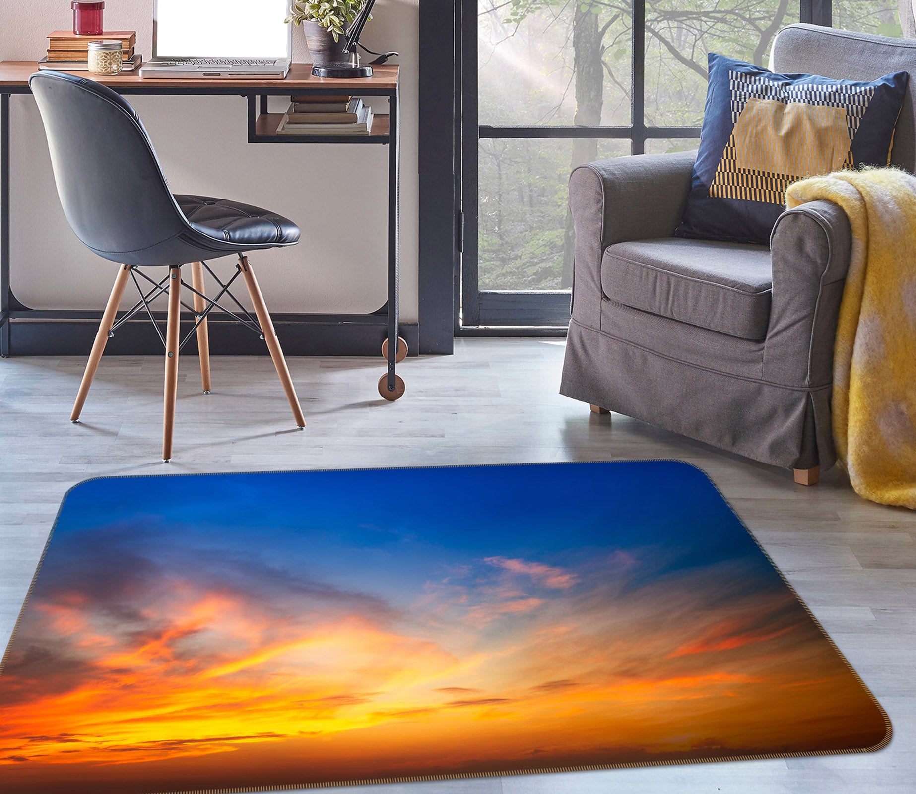 3D Sky Clouds 29145 Non Slip Rug Mat
