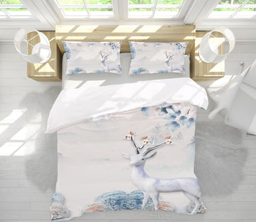 3D White Deer 12077 Bed Pillowcases Quilt