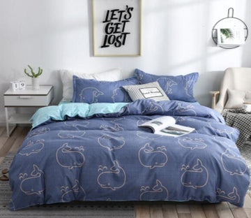 3D Whale Line 4002 Bed Pillowcases Quilt