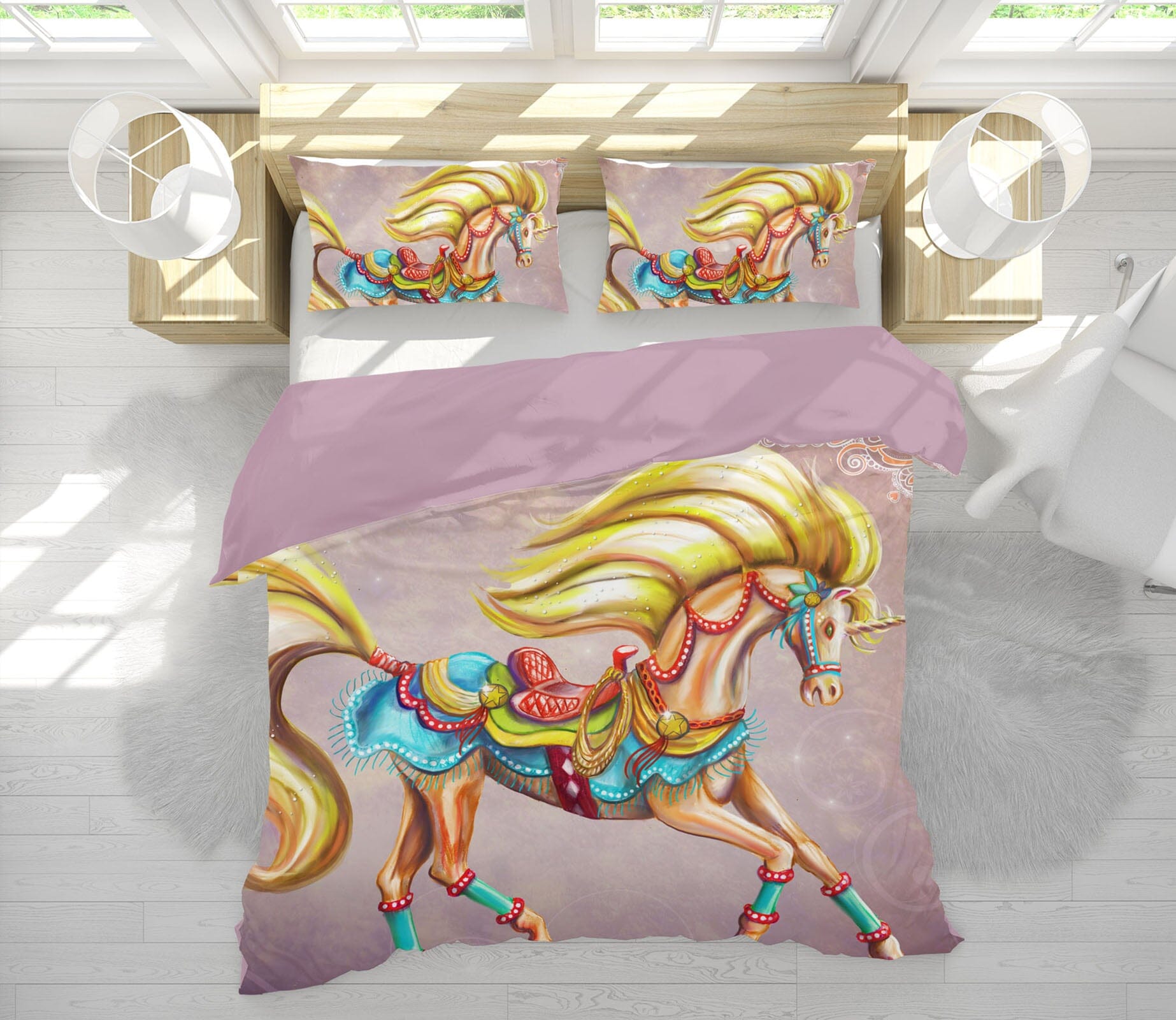 3D Golden Horse 131 Rose Catherine Khan Bedding Bed Pillowcases Quilt Quiet Covers AJ Creativity Home 